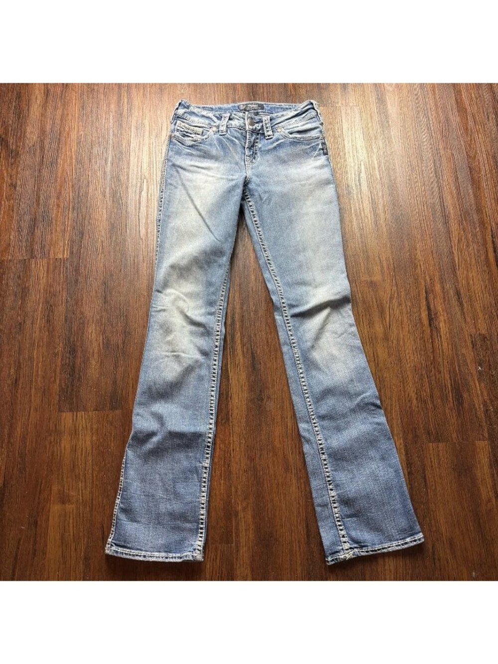 Silver Jeans Co Suki Flap 17 Bootcut Jeans Distressed Light Wash Size W27 L35
